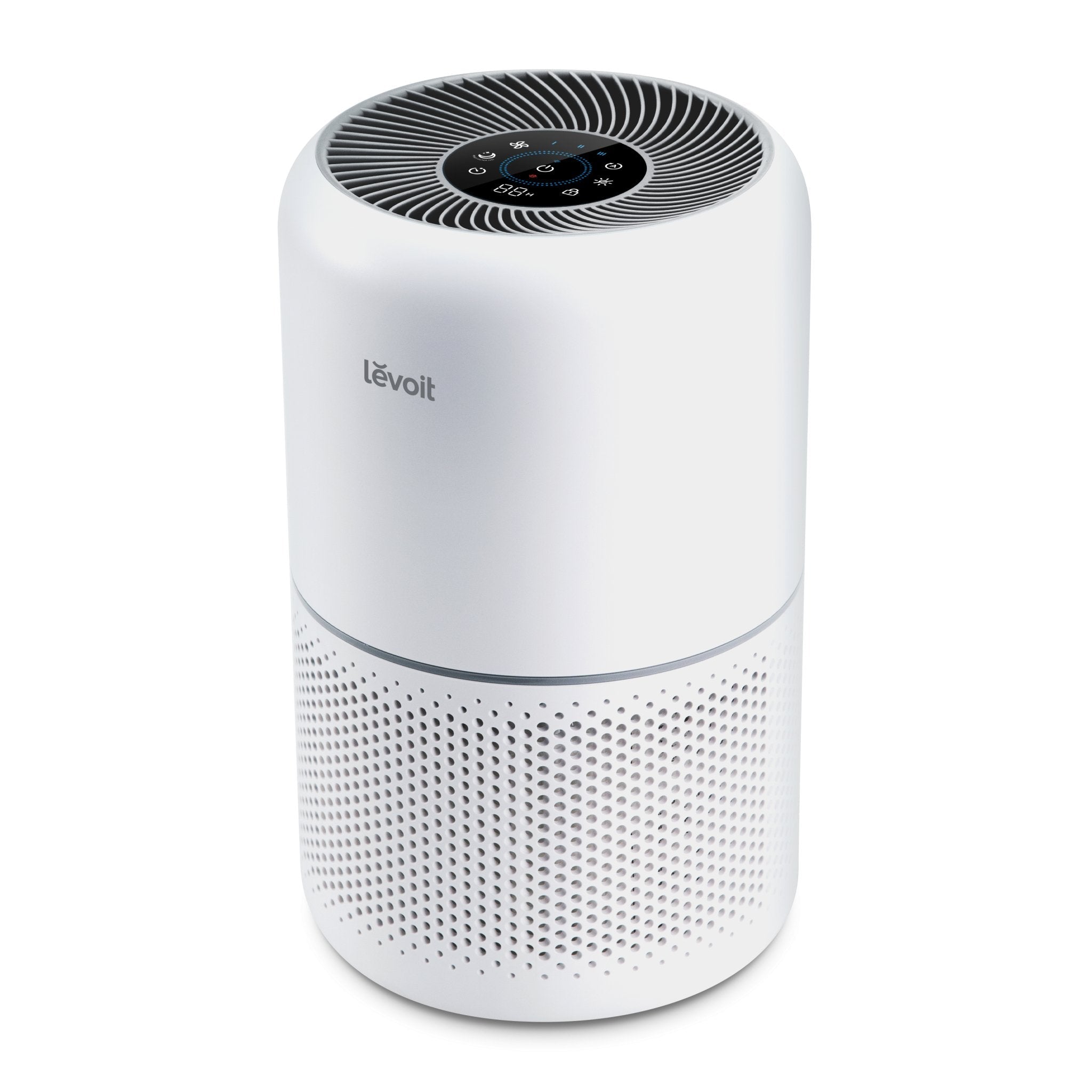 Levoit Core® 300S Smart Air Purifier  featuring a sleek design with top controls and an air filtration system.