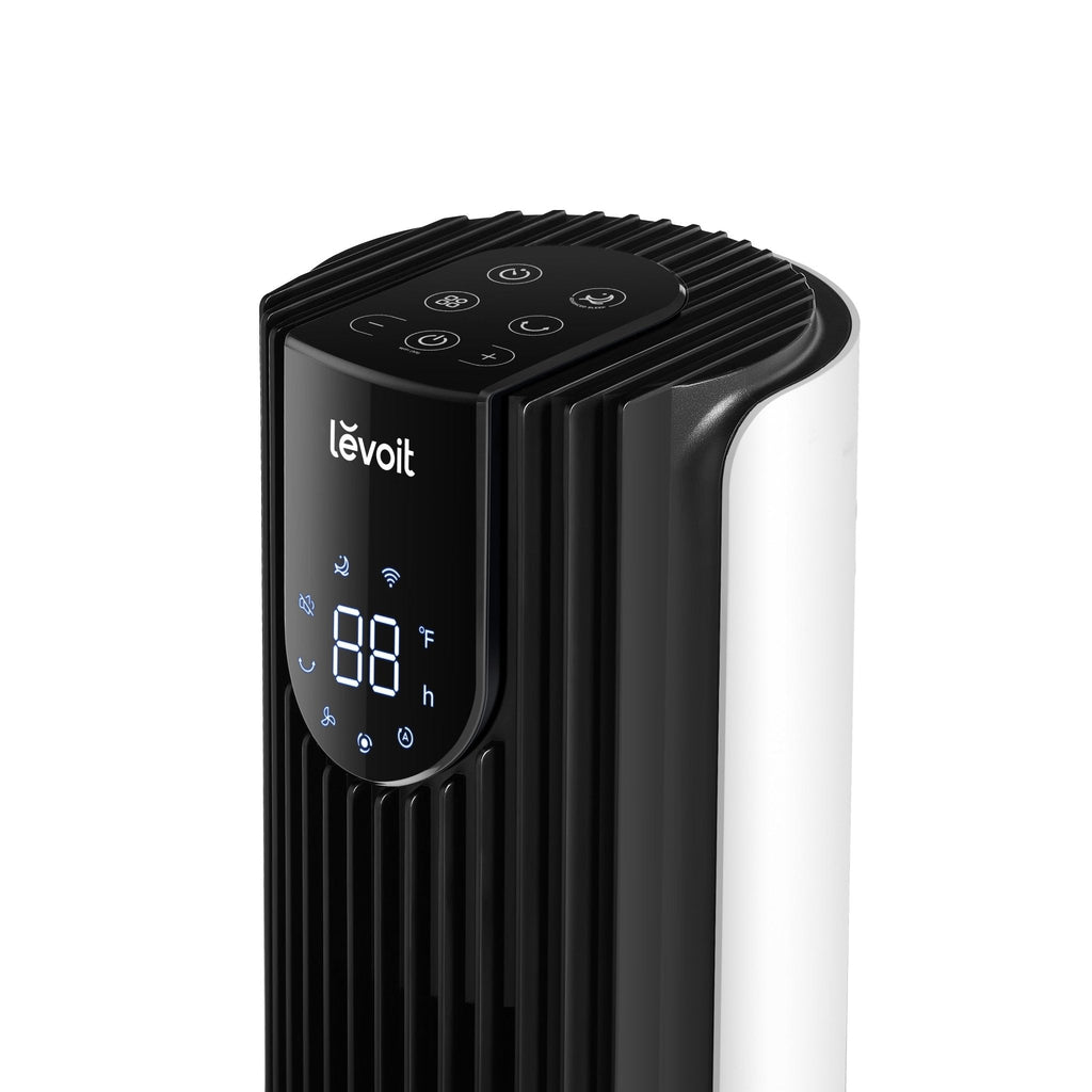 Levoit Classic 42-Inch Smart Tower Fan with digital display and control panel for easy operation