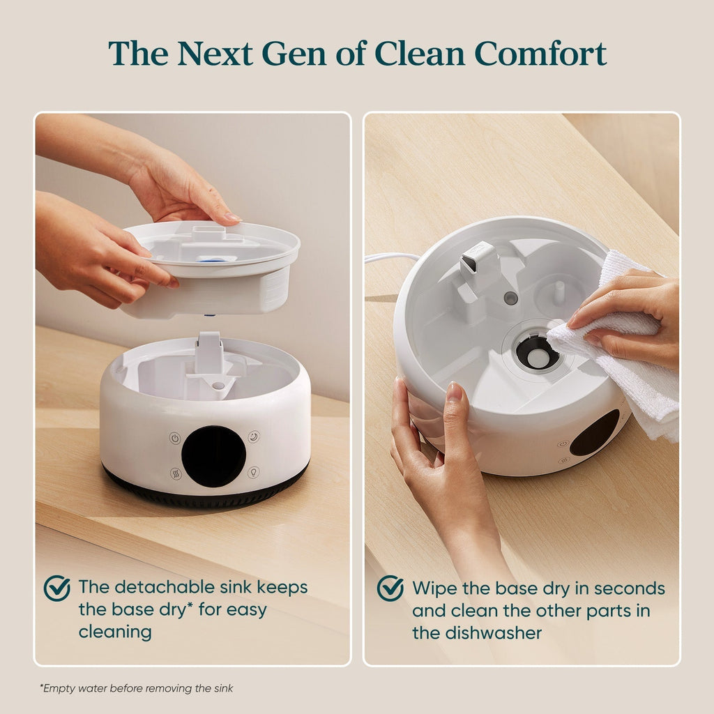 LEVOIT Neo 450S Smart Humidifier for house: Detachable sink keeps base dry, easy wipe-clean & dishwasher-safe parts for hassle-free hygiene.
