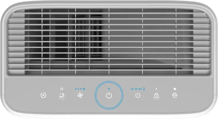 Top control panel view of Levoit Vital 200S-P Smart Air Purifier showing touch display and air outlet grille