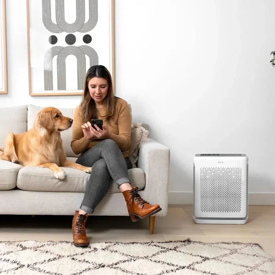 Levoit Vital 200S-P Smart Air Purifier White/Grey using smart app control for pet hair.