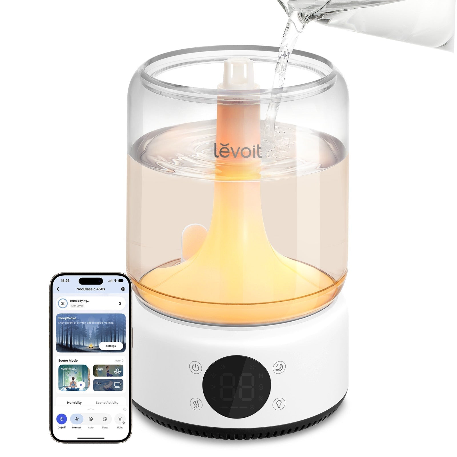 LEVOIT Neo 450S Smart Humidifier - warm light